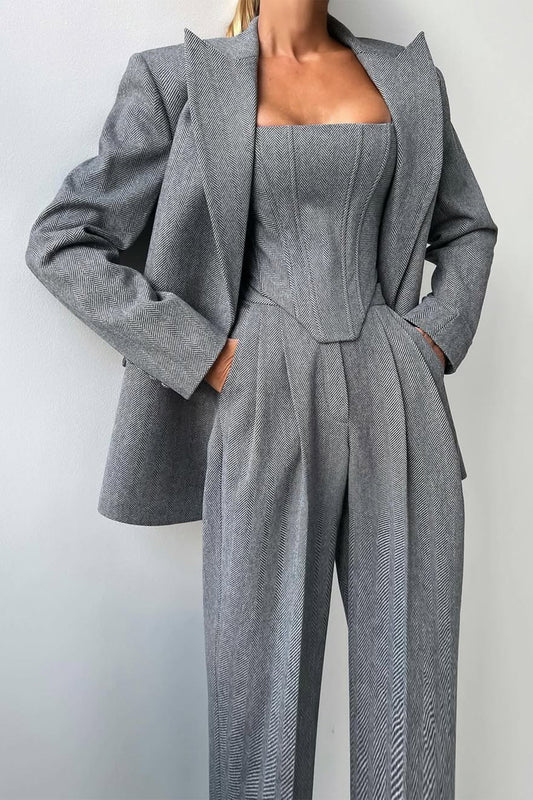 SkandiKlaer | Tredelt sett med dobbeltspent blazer