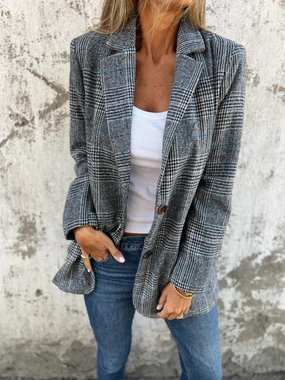 Dafne | Stilig rutete blazer for kvinner